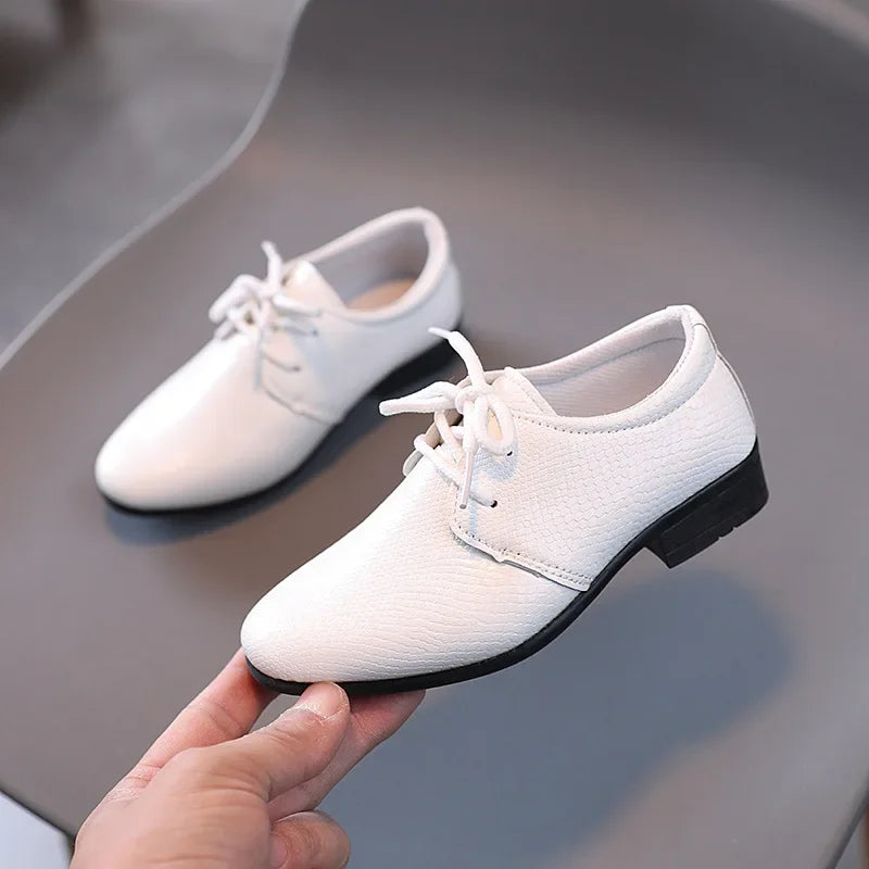Kids Boys Britain Style Low-heeled Black Leather Shoes childrensterritory