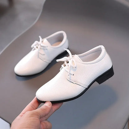 Kids Boys Britain Style Low-heeled Black Leather Shoes childrensterritory