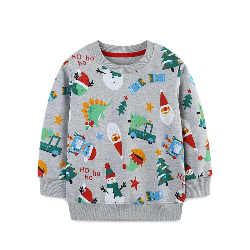 Kids' Long-Sleeved Christmas Print Winter Sweater