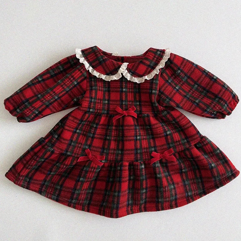 Girls' Solid Colour Collar Design Winter Dresses