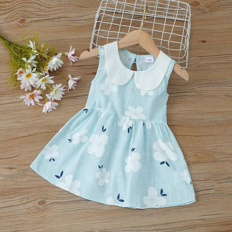 Kids Girls Floral Sleeveless Princess Outfit/Dress