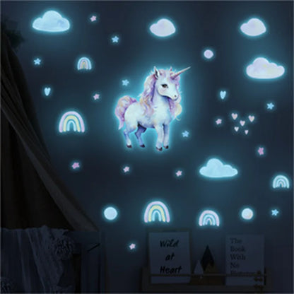 Shine In The Dark Unicorn Stars Wall Stickers for Bedroom childrensterritory