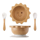 Baby Wooden Tableware Set with Silicone Suction Handle childrensterritory