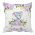 Custom Name with Flower Elephant Print Baby Bedding Set