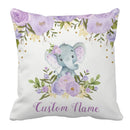 Custom Name with Flower Elephant Print Baby Bedding Set