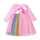 Kids Girls Cartoon Design Long Sleeves Autumn Dresses childrensterritory