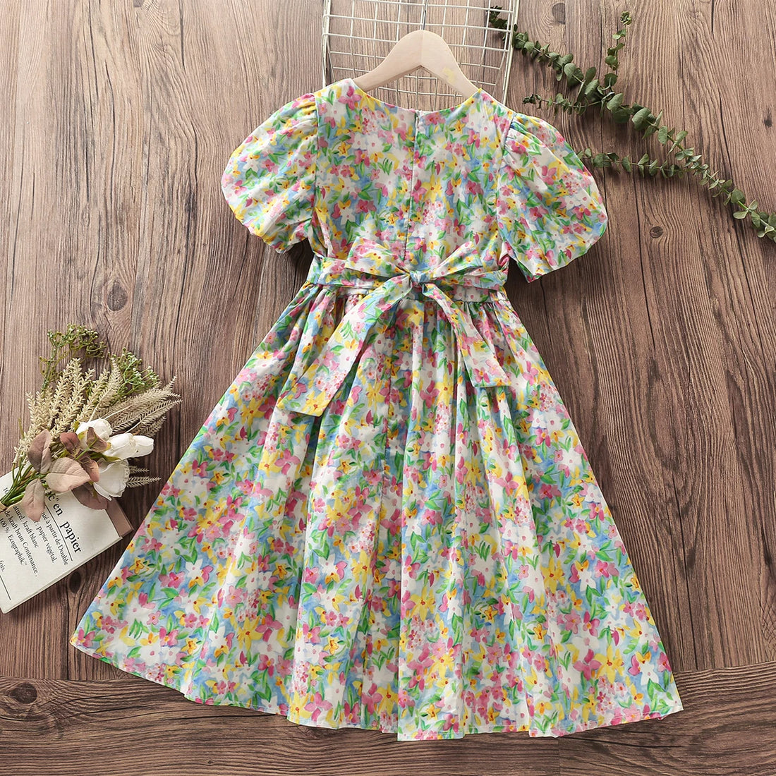 Kids Girls Floral Print Party Dress for Summer childrensterritory
