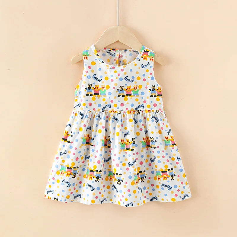 Kids Girls Cartoon Pattern Summer Party Dresses