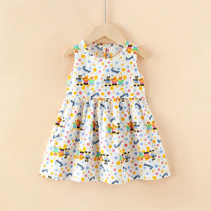 Kids Girls Cartoon Pattern Summer Party Dresses
