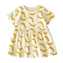 Fruit Print Little Girls Summer Holiday Cotton Dresses childrensterritory