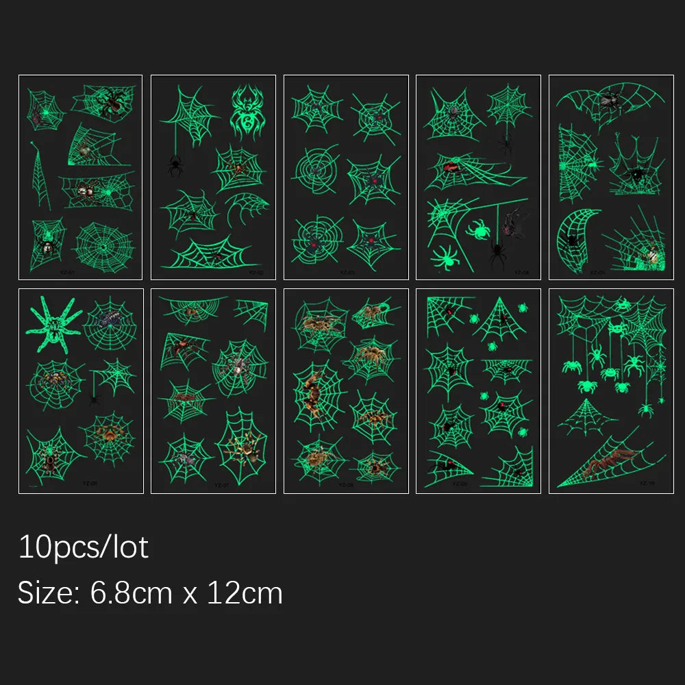 Cute Funny 10Pcs Luminous Halloween Tattoo Stickers childrensterritory