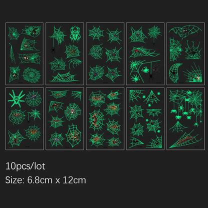 Cute Funny 10Pcs Luminous Halloween Tattoo Stickers childrensterritory