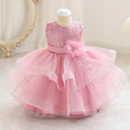 Kids Girl Fluffy Mesh Flower Dress for Baptism/Wedding