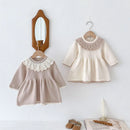 Girls’ Long Sleeves Collar Design Warm Dresses