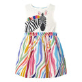 Pink Cute Cartoon Print Summer Dresses For Girls childrensterritory