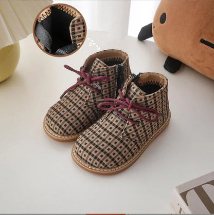 Kids Retro Style Printed Soft-Sole Warm Short Boots childrensterritory
