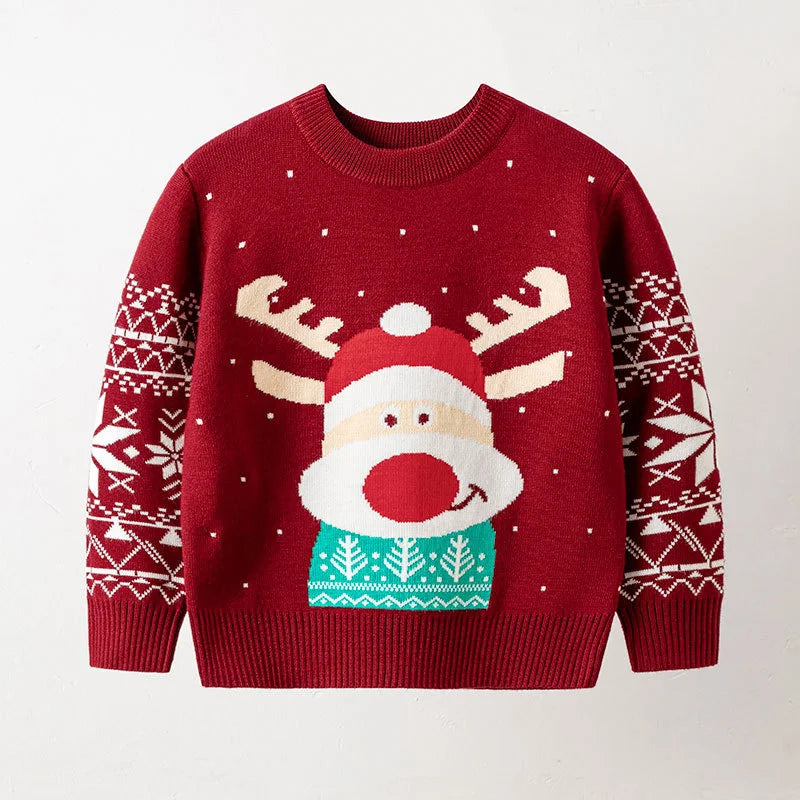 Long-Sleeve Winter Sweater with Christmas Print