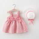 Baby Girls Sleeveless Floral Print Casual Dress with Hat childrensterritory