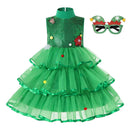 Kids Girls Xmas Cosplay Green Party Dress childrensterritory