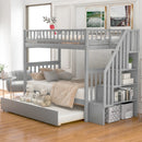 Twin over Twin Bunk Bed for Kids' Bedroom with Trundle and Storage childrensterritory
