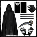 Halloween Death Black Cloak and Skeleton Costume Prop Set