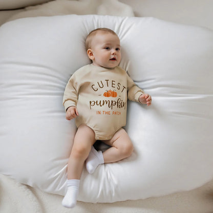Letter and Pumpkin Print Baby Unisex Halloween Bodysuit
