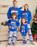 Letter Printed Christmas Family Pajamas Sets in Blue Color childrensterritory