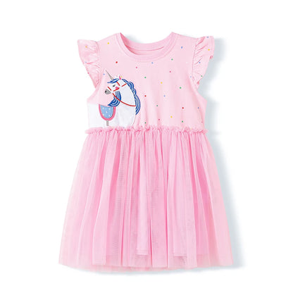 Little Girls Cartoon Embroidered Design Summer Dresses childrensterritory