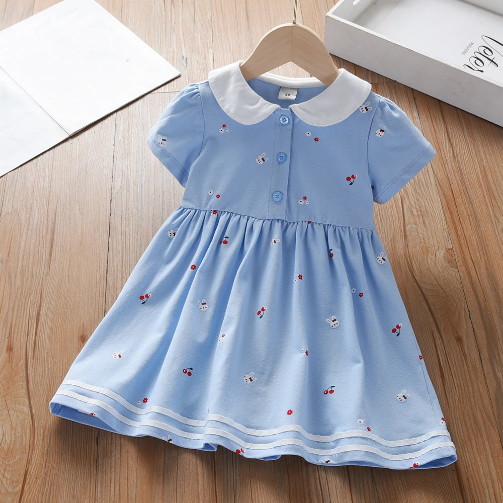 Little Girls Cute Print Cotton Summer Dresses childrensterritory