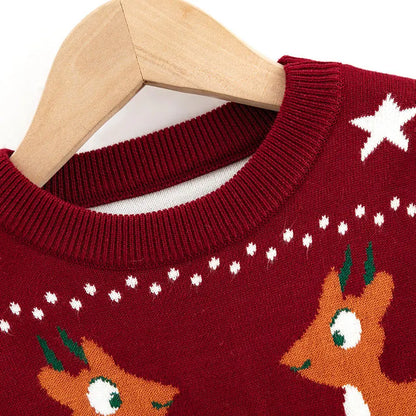 Round Neck Long Sleeves Christmas Design Boys Sweaters