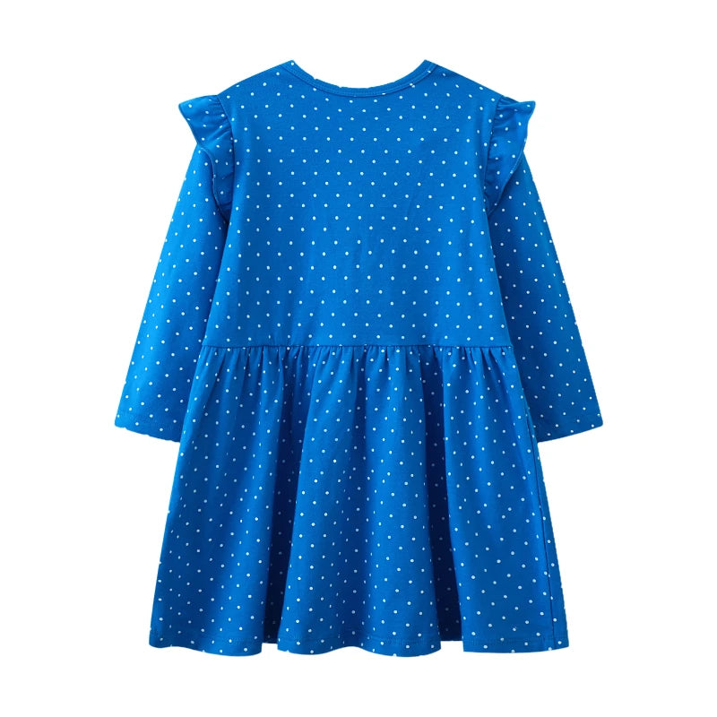 Cartoon Birds Embroidered Design Long Sleeves Girls Dresses childrensterritory