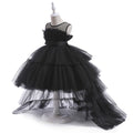 Kids Girls Formal Puffy Princess Wedding Birthday Dress with Trail