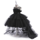 Kids Girls Formal Puffy Princess Wedding Birthday Dress with Trail
