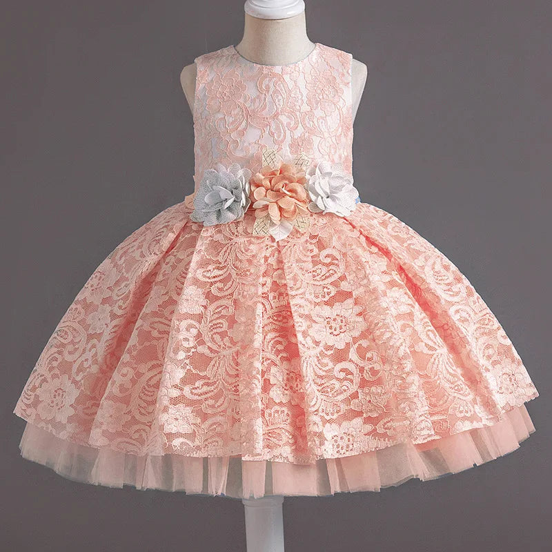 Baby Girl's Dress Lace Applique Design Princess Party Dresses