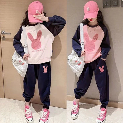 Cartoon Rabbit Pattern Girls Casual Sports Suit childrensterritory