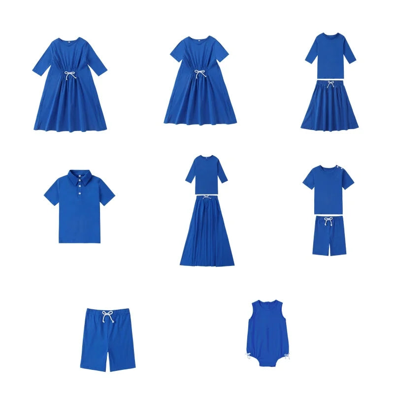 Solid Colour Summer Casual Family Matching Clothing Set