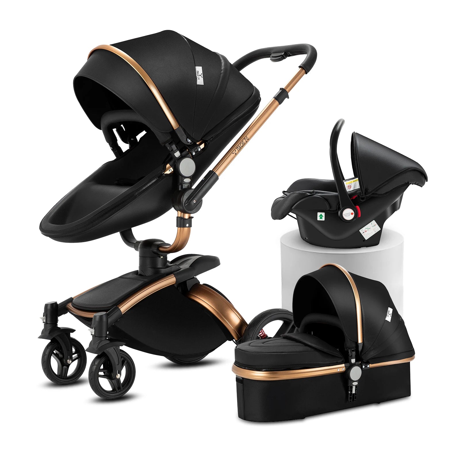 Luxury 3 IN 1 PU Leather 360-Degree Rotating Baby Stroller childrensterritory