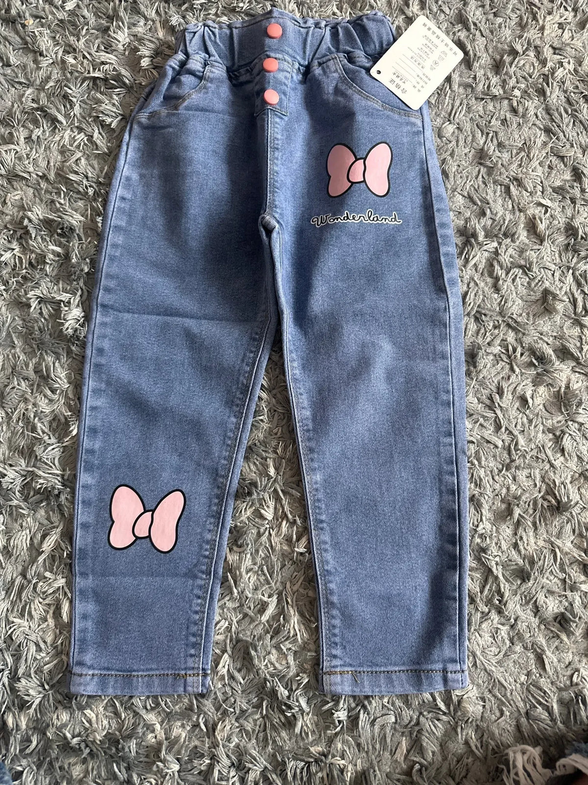 Kids Girls Cartoon Design Denim Trousers childrensterritory
