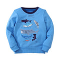 Shark Embroidery Pattern Long Sleeves Sweatshirts for Kids childrensterritory
