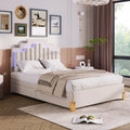 Full-size Platform Bed with Upholstery, Four Drawers, and LED Lights childrensterritory