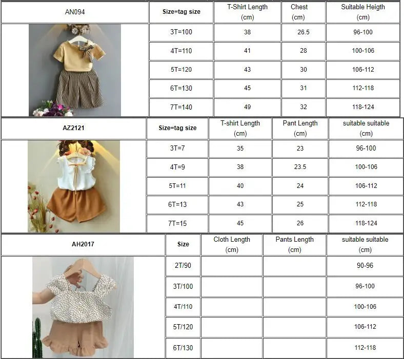 Kids Girls Summer Tops with Long Pants Clothing Sets