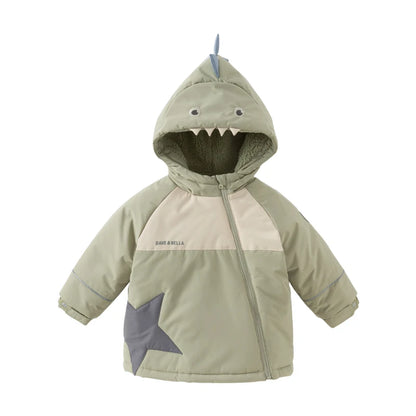 Kids Cartoon Design Zipper Hooded Warm Sweatshirts childrensterritory