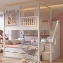 Beautiful Kids Bunk Beds with Large Storage Space and Guardrail