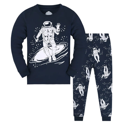 Kids Boys Cartoon Print Long Sleeves Pajamas Sets childrensterritory
