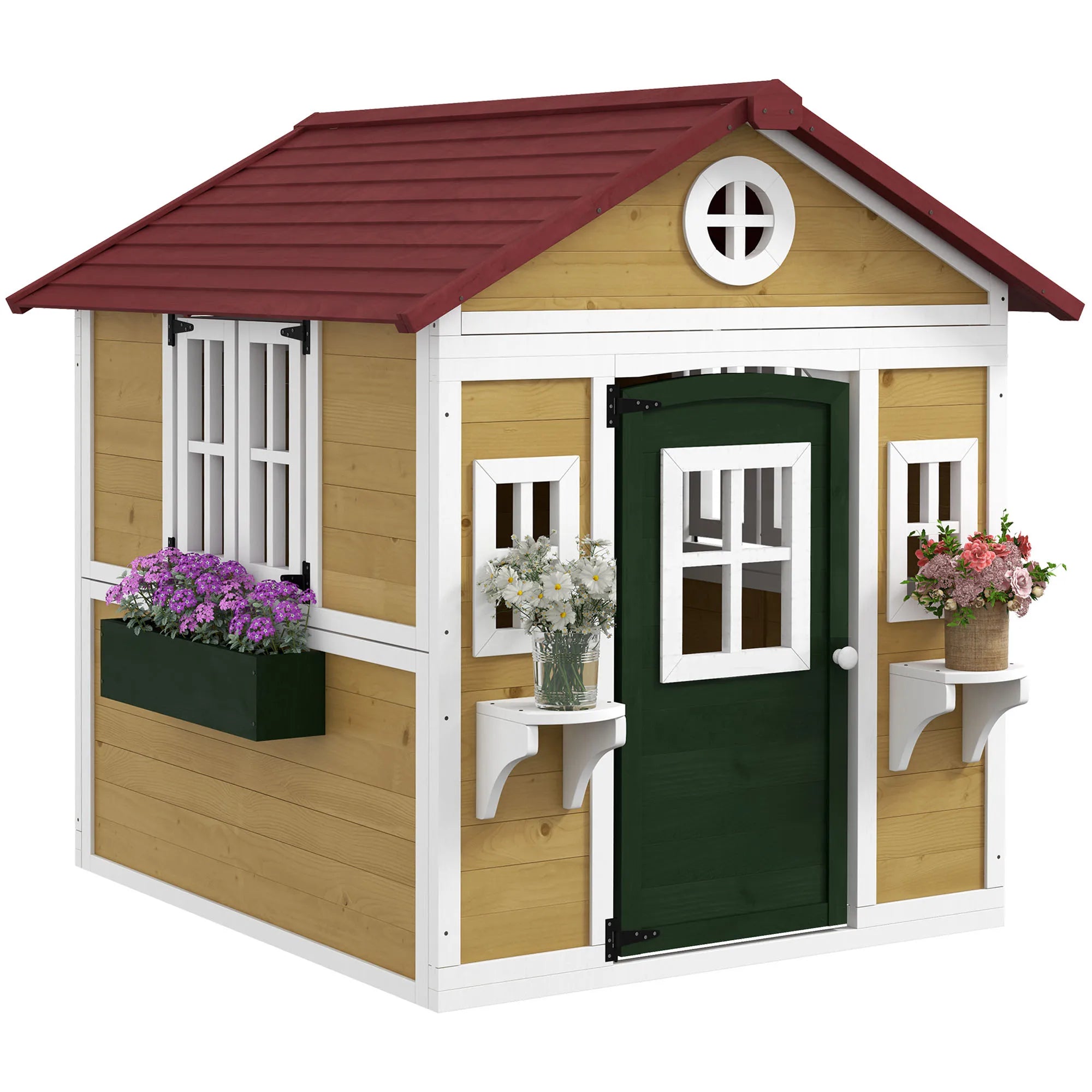 Kids Wooden Playhouse with Windows and Doors for Outdoor childrensterritory
