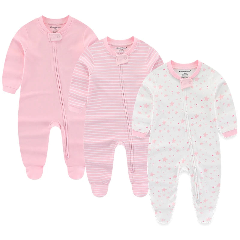 Newborn Baby Printed Warm Rompers with Zipper Closure