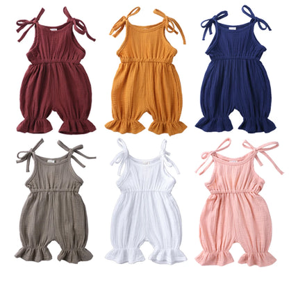 Plain Color Sling Summer Romper for Baby Girl