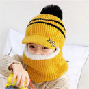 Kids Warm Knitted Plus Fleece Beanie with Face Cover childrensterritory