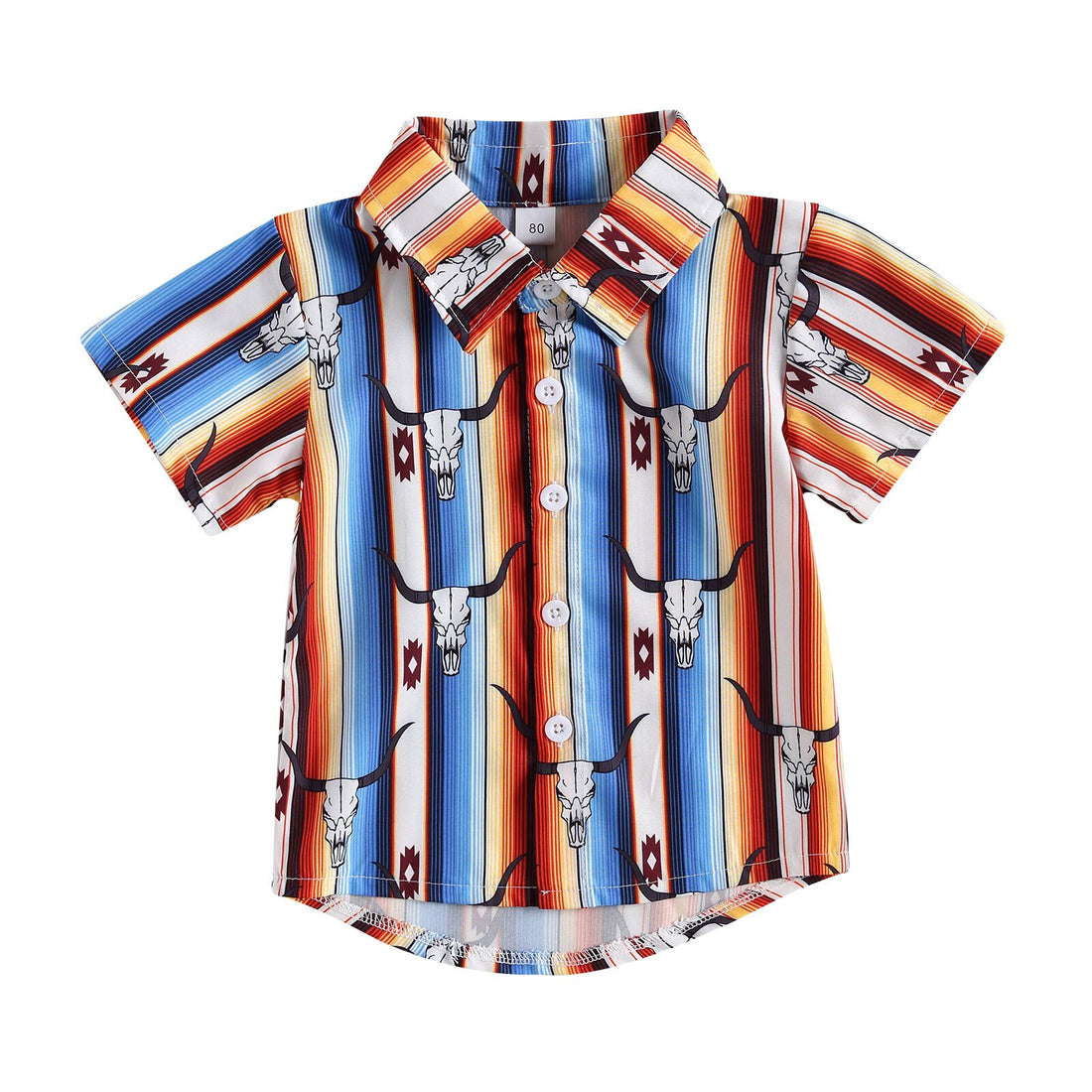 Lapel Bull Print Toddler Boys Loose Casual Shirt childrensterritory
