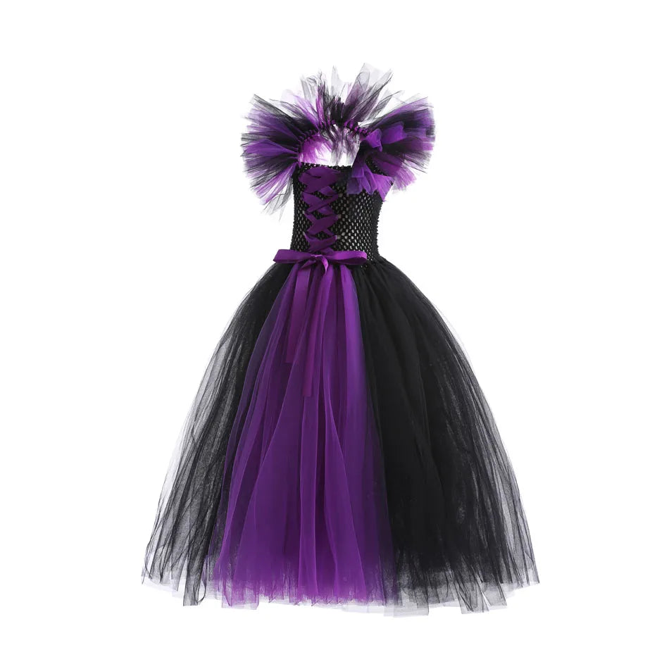 Kids Girls Demon Queen Maleficent Halloween Costume